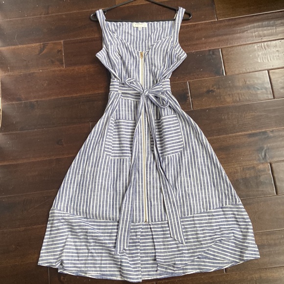 Blue and White Striped Dress - Picture 1 of 7